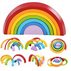 Rainbow Wooden Blocks Montessori Toy