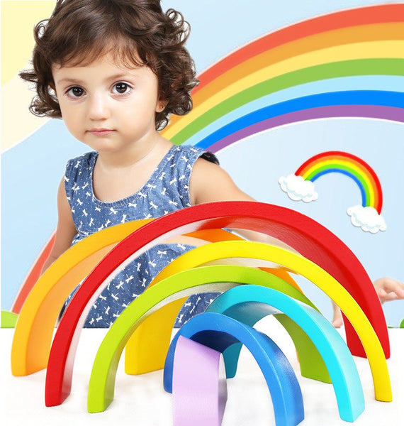 Rainbow Wooden Blocks Montessori Toy