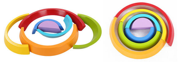 Rainbow Wooden Blocks Montessori Toy
