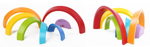 Rainbow Wooden Blocks Montessori Toy