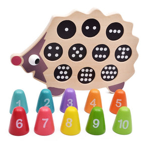 matching numbers toy, matching numbers wooden toy, montessori toy, counting numbers toy, counting numbers wooden toy, hedgehog toy, hedgehog wooden toy