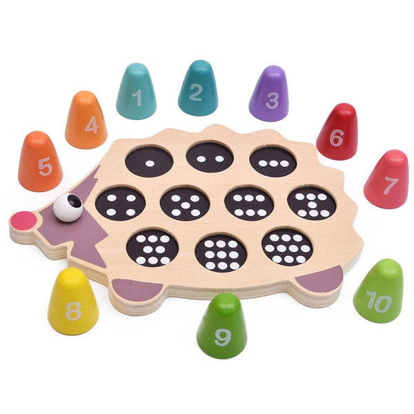 matching numbers toy, matching numbers wooden toy, montessori toy, counting numbers toy, counting numbers wooden toy, hedgehog toy, hedgehog wooden toy