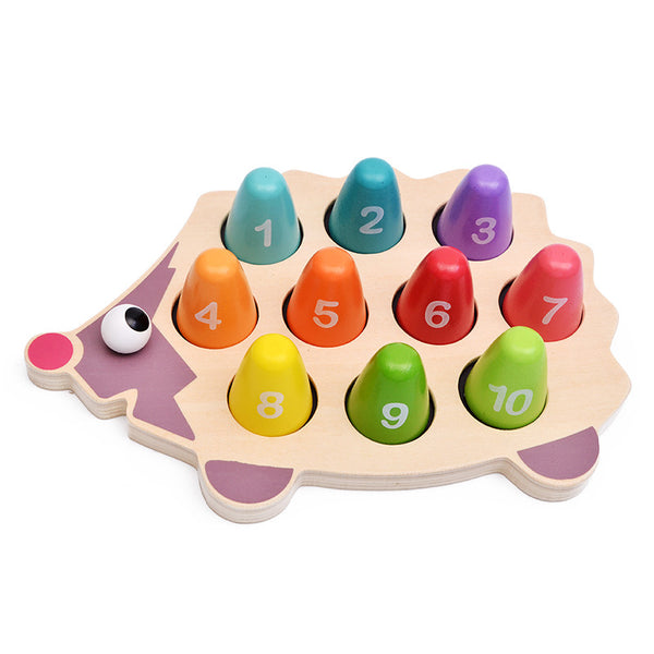 matching numbers toy, matching numbers wooden toy, montessori toy, counting numbers toy, counting numbers wooden toy, hedgehog toy, hedgehog wooden toy