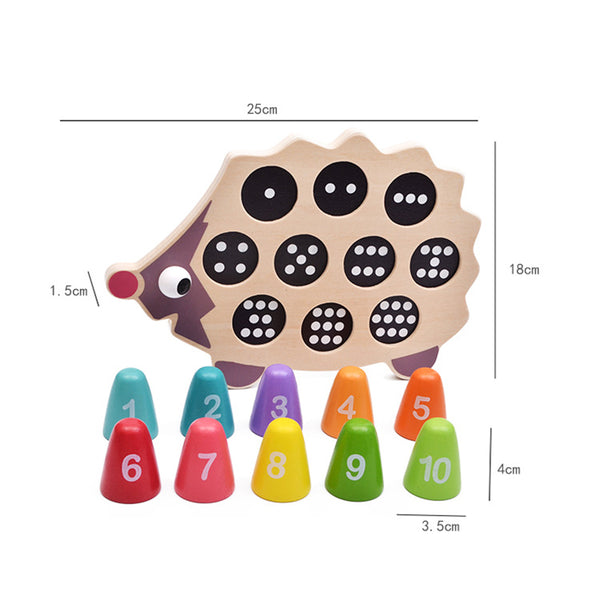 matching numbers toy, matching numbers wooden toy, montessori toy, counting numbers toy, counting numbers wooden toy, hedgehog toy, hedgehog wooden toy