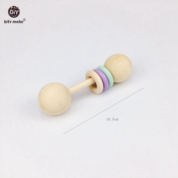 Round Ball Wooden Baby Rattle (3 Pcs)