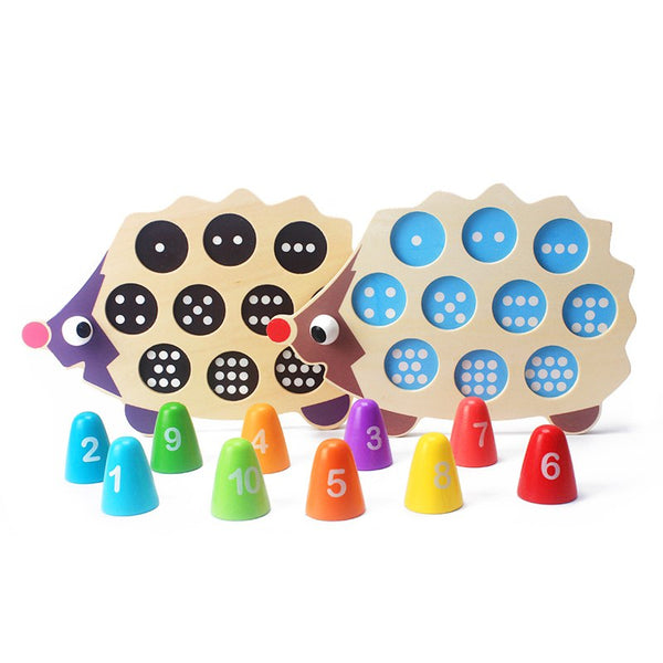 matching numbers toy, matching numbers wooden toy, montessori toy, counting numbers toy, counting numbers wooden toy, hedgehog toy, hedgehog wooden toy