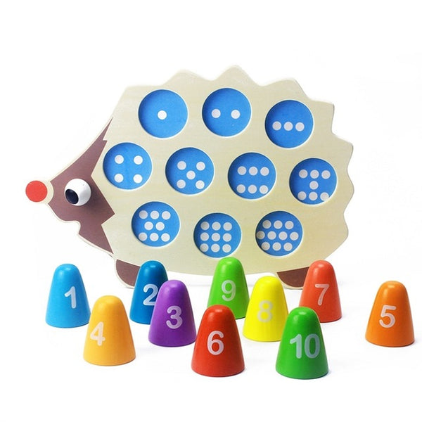 matching numbers toy, matching numbers wooden toy, montessori toy, counting numbers toy, counting numbers wooden toy, hedgehog toy, hedgehog wooden toy