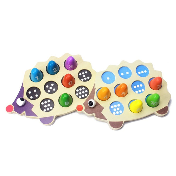 matching numbers toy, matching numbers wooden toy, montessori toy, counting numbers toy, counting numbers wooden toy, hedgehog toy, hedgehog wooden toy