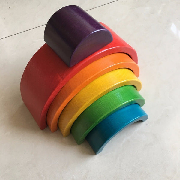 Rainbow Wooden Blocks Montessori Toy