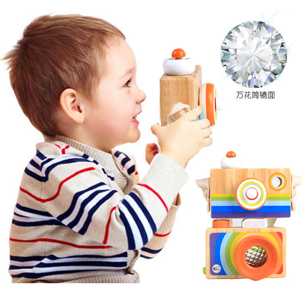 Pretend Toy Wooden Kaleidoscope Camera