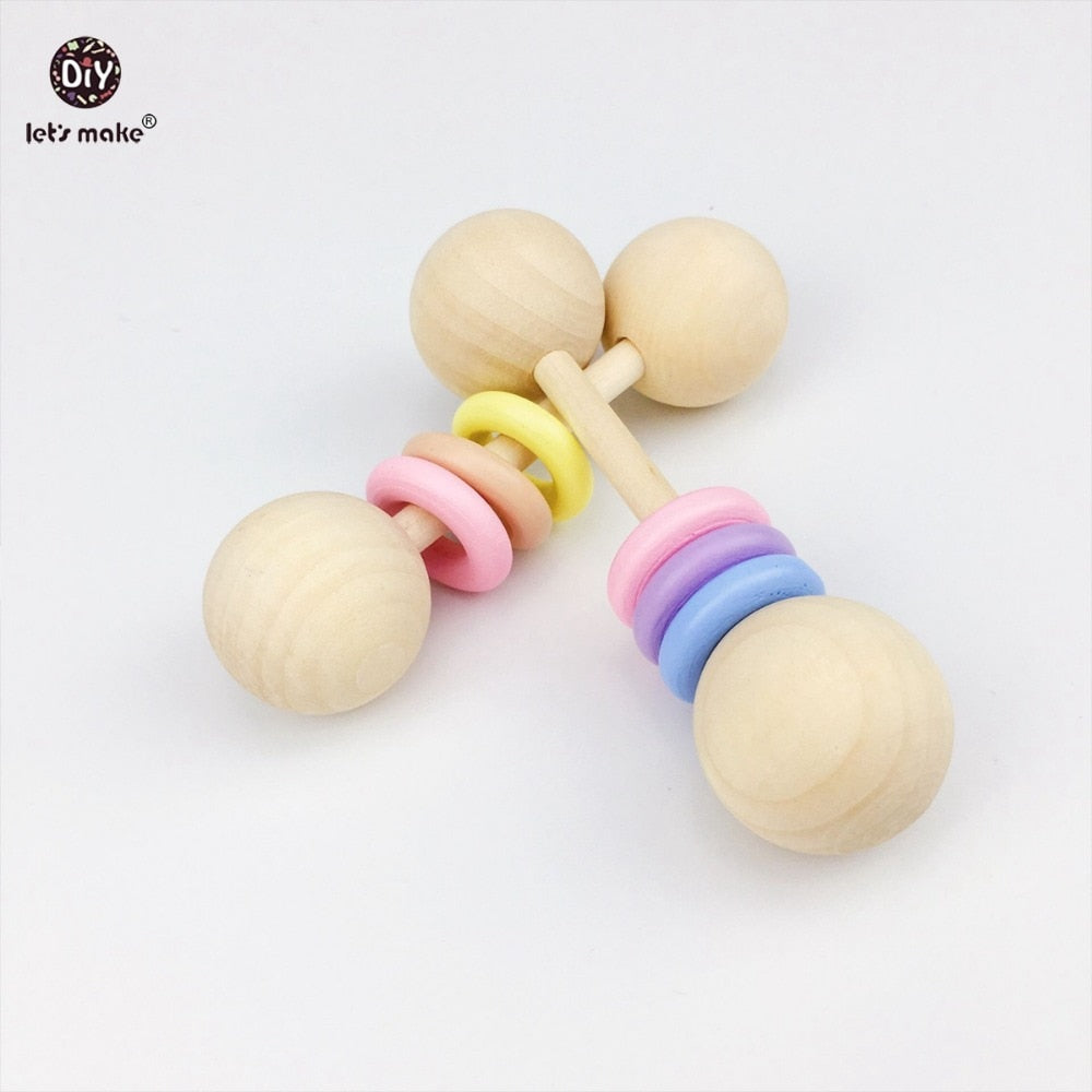 Round Ball Wooden Baby Rattle (3 Pcs)
