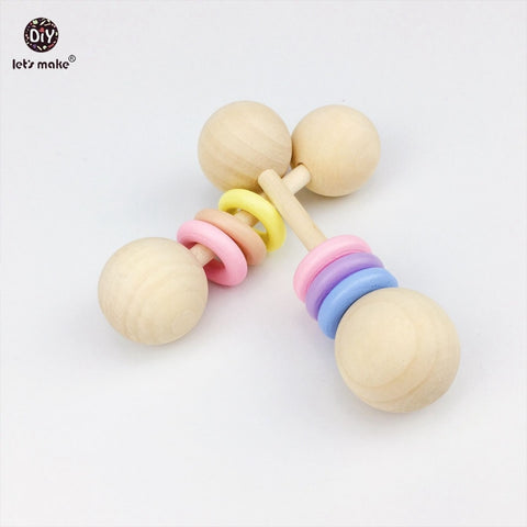 Round Ball Wooden Baby Rattle (3 Pcs)