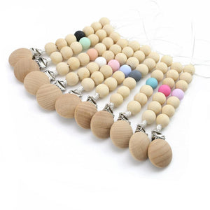 Wooden Beads Teether Pacifier Clip Chain