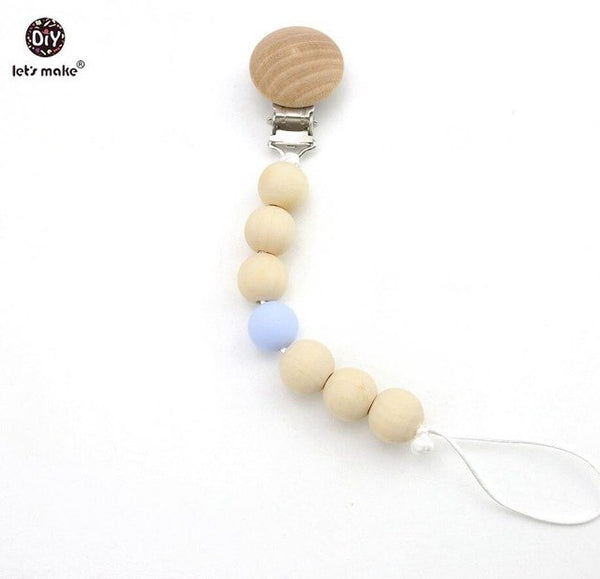 Wooden Beads Teether Pacifier Clip Chain