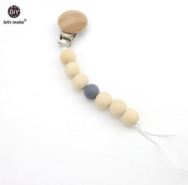 Wooden Beads Teether Pacifier Clip Chain