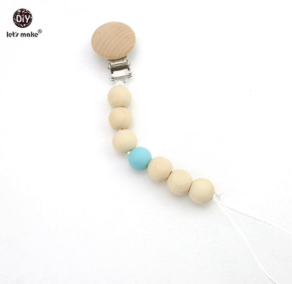 Wooden Beads Teether Pacifier Clip Chain