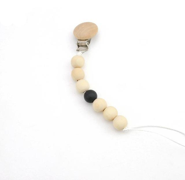 Wooden Beads Teether Pacifier Clip Chain