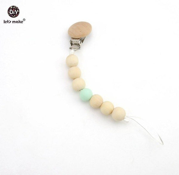 Wooden Beads Teether Pacifier Clip Chain