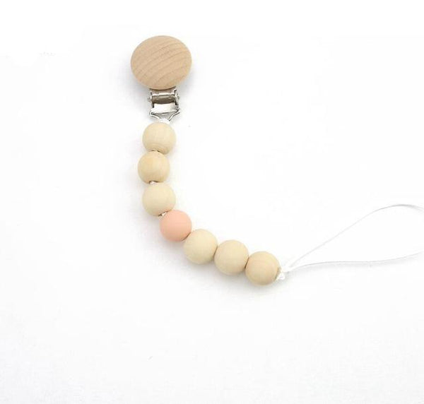 Wooden Beads Teether Pacifier Clip Chain