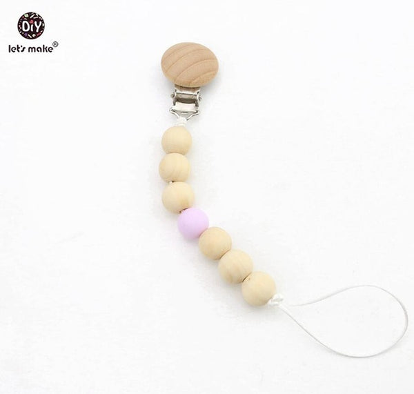 Wooden Beads Teether Pacifier Clip Chain