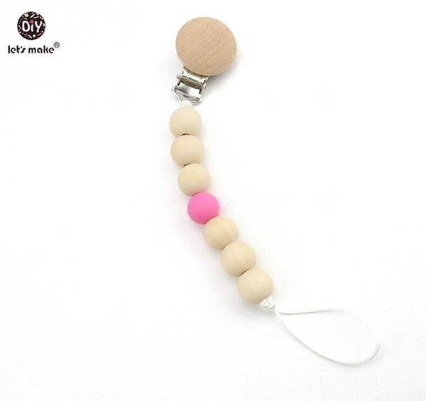 Wooden Beads Teether Pacifier Clip Chain
