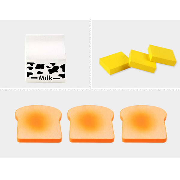 bread toaster wooden toy set, pretend play toy, role playing toy, cooking toy, cooking wooden toy