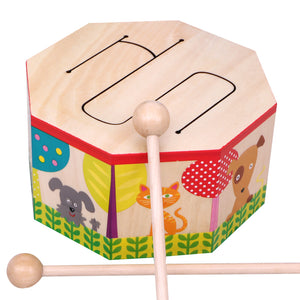 Wooden Toy Drum Animals