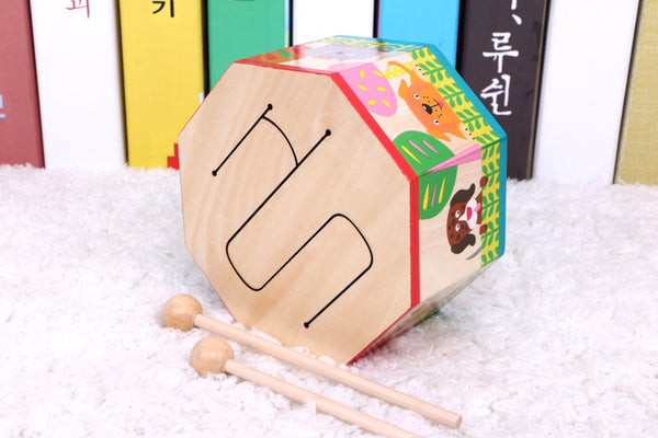 Wooden Toy Drum Animals