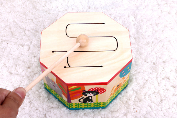 Wooden Toy Drum Animals