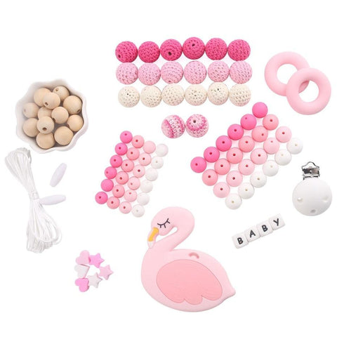 DIY Silicone Beads Teether Bracelet - Flamingo