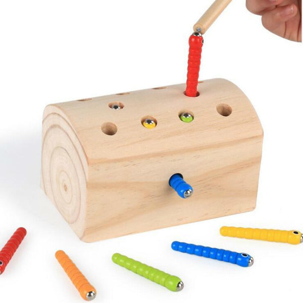 catch the worm toy, kids wooden toy, montessori toy, educational toy