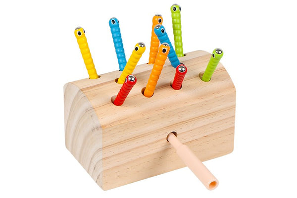 catch the worm toy, kids wooden toy, montessori toy, educational toy