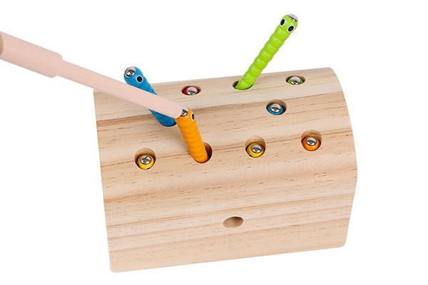 catch the worm toy, kids wooden toy, montessori toy, educational toy