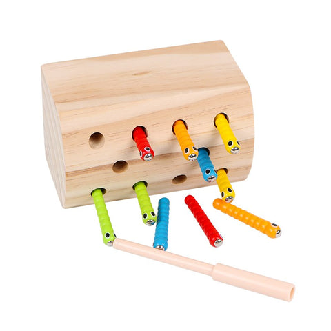 catch the worm toy, kids wooden toy, montessori toy, educational toy
